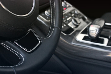 Naklejka premium Car interior luxury service. Car interior details