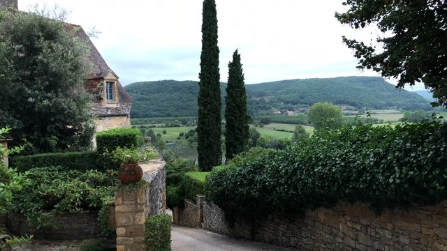 Street view in the medieval town of Beynac in the Perigord, Dordogne