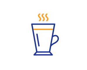 Latte line icon. Hot Coffee or Tea sign. Fresh beverage symbol. Colorful outline concept. Blue and orange thin line color icon. Latte Vector
