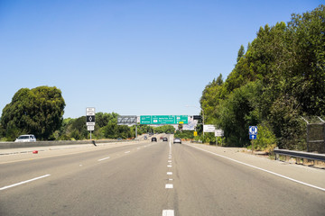 Freeway junction in south San Francisco bay area, California