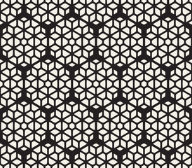 Vector seamless abstract pattern. Modern stylish striped lattice texture. Repeating geometric tiles with hexagonal elements.