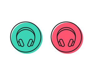Headphones line icon. Music listening device sign. DJ or Audio symbol. Positive and negative circle buttons concept. Good or bad symbols. Headphones Vector