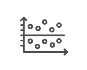 Dot plot graph line icon. Presentation chart sign. Market analytics symbol. Quality design flat app element. Editable stroke Dot plot icon. Vector