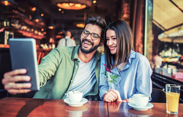Romantic couple in the cafe. Love, romance, dating, lifestyle