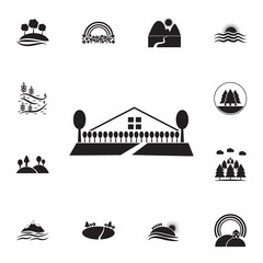 Fototapeta premium trees at the fence of the house icon. Detailed set of landscapes icons. Premium graphic design. One of the collection icons for websites, web design, mobile app