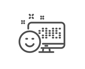 Smile line icon. Positive feedback rating sign. Customer satisfaction symbol. Quality design flat app element. Editable stroke Smile icon. Vector