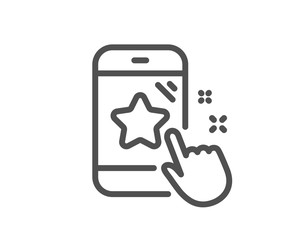 Star rating line icon. Feedback phone sign. Customer satisfaction symbol. Quality design flat app element. Editable stroke Star rating icon. Vector