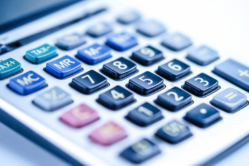 Calculator on white background. Finance development, Banking Account, Statistics, Investment Analytic research data economy, Stock exchange trading, Business company concept.