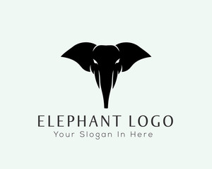 elegant Head elephant from front view logo design inspiration