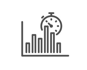 Report timer line icon. Column graph sign. Growth diagram chart symbol. Quality design flat app element. Editable stroke Report timer icon. Vector