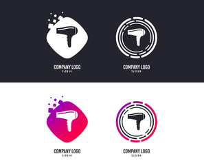 Logotype concept. Hairdryer sign icon. Hair drying symbol. Logo design. Colorful buttons with icons. Vector