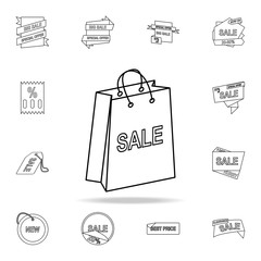 shopping bag with a sale sign icon. Detailed set of clearance sale icons. Premium graphic design. One of the collection icons for websites, web design, mobile app