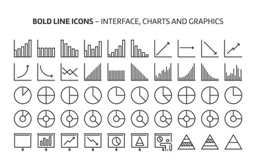 Graphs, bold line icons. The illustrations are a vector, editable stroke, 48x48 pixel perfect files. Crafted with precision and eye for quality.