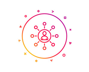 Business networking line icon. Teamwork or Human resources sign. Gradient pattern line button. Networking icon design. Geometric shapes. Vector