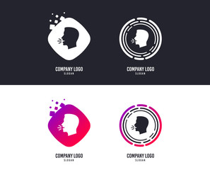 Fototapeta na wymiar Logotype concept. Talk or speak icon. Loud noise symbol. Human talking sign. Logo design. Colorful buttons with icons. Vector