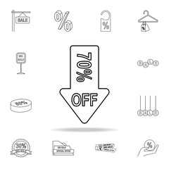 down arrow discounts 70 icon. Detailed set of clearance sale icons. Premium graphic design. One of the collection icons for websites, web design, mobile app