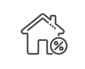 Fototapeta na wymiar Loan house percent line icon. Discount sign. Credit percentage symbol. Quality design flat app element. Editable stroke Loan house icon. Vector