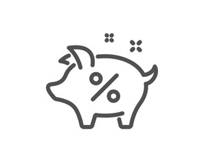 Loan percent line icon. Piggy bank sign. Credit percentage symbol. Quality design flat app element. Editable stroke Loan percent icon. Vector