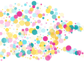 Memphis round confetti festive background in cyan blue, pink and yellow. Childish pattern vector.