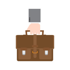 Hand holding a suitcase icon. Vector illustration design