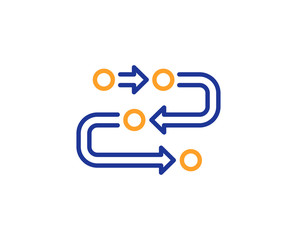 Fototapeta na wymiar Methodology line icon. Development process sign. Strategy symbol. Colorful outline concept. Blue and orange thin line color icon. Methodology Vector