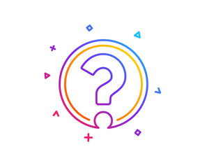 Question mark line icon. Support help sign. FAQ symbol. Gradient line button. Question mark icon design. Colorful geometric shapes. Vector