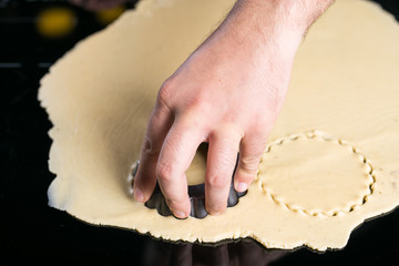 Chef prepairing tart base