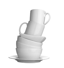 white cup, plate and dishes beverage drink food