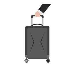 Hand holding a travel suitcase. Vector illustration design