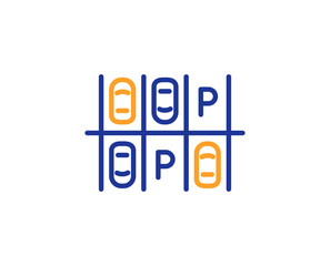 Parking place line icon. Car park sign. Transport symbol. Colorful outline concept. Blue and orange thin line color icon. Parking place Vector