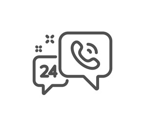 24 hour service line icon. Call support sign. Feedback chat symbol. Quality design flat app element. Editable stroke 24h service icon. Vector