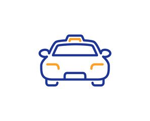 Taxi line icon. Client transportation sign. Passengers car symbol. Colorful outline concept. Blue and orange thin line color icon. Taxi Vector