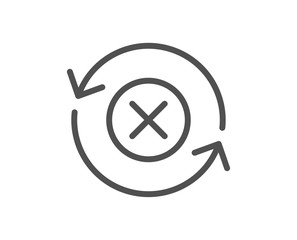 Reject refresh line icon. Decline update sign. Rotation arrow. Quality design flat app element. Editable stroke Reject refresh icon. Vector