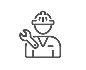 Spanner tool line icon. Repairman service sign. Fix instruments symbol. Quality design flat app element. Editable stroke Repairman icon. Vector
