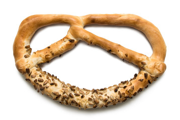 Obraz premium Isolated close-up of bagel seeds on a white background