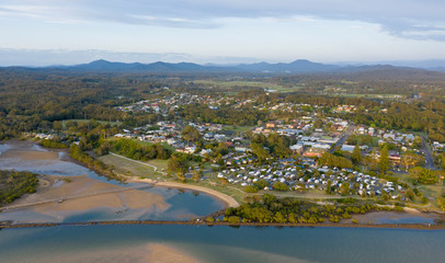  Urunga NSW where the Bellinger and Kalang rivers meet and empty into the pacific ocean.