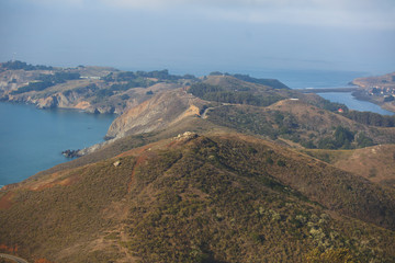 Fototapeta na wymiar View of Hawk Hill in a summer sunny day, Marin Headlands, Golden Gate National Recreation Area, Marin County, California