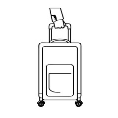 Obraz premium Hand holding a travel suitcase. Vector illustration design
