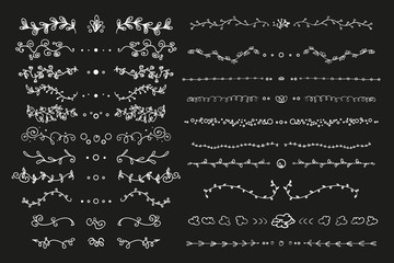 White ornaments on black. Hand drawn universal ornate patterns on isolation background. Design for spiritual relaxation for adults. Elements for posters and flyers