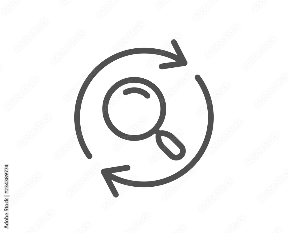 Poster search line icon. refresh find results sign. quality design flat app element. editable stroke search