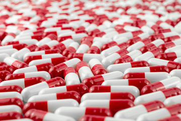 red white pills medical background. depression prescription drugs treatment concept