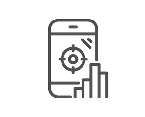 Seo phone line icon. Search engine optimization sign. Aim target symbol. Quality design flat app element. Editable stroke Seo phone icon. Vector