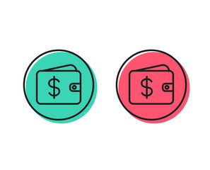 Shopping Wallet line icon. Dollar sign. USD Money pocket symbol. Positive and negative circle buttons concept. Good or bad symbols. Dollar wallet Vector