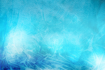 Colorful winter blue ink and watercolor textures on white paper background. Paint leaks and ombre effects. Hand painted abstract image.