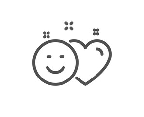 Social media like line icon. Heart, smile sign. Positive feedback symbol. Quality design flat app element. Editable stroke Smile icon. Vector