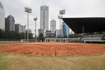 Fototapeta na wymiar Sofball field located in Jakarta, Indonesia