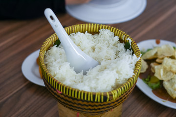 Fragrance rice in the basket