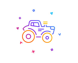Tractor transport line icon. Agriculture farm vehicle sign. Gradient line button. Tractor icon design. Colorful geometric shapes. Vector