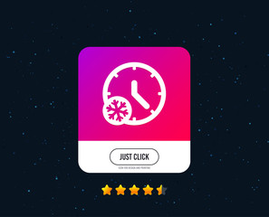 Winter time icon. Snowy cold day sign. Daylight saving time with snowflake symbol. Web or internet icon design. Rating stars. Just click button. Vector