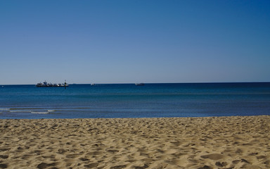 Distant view of boats on sea